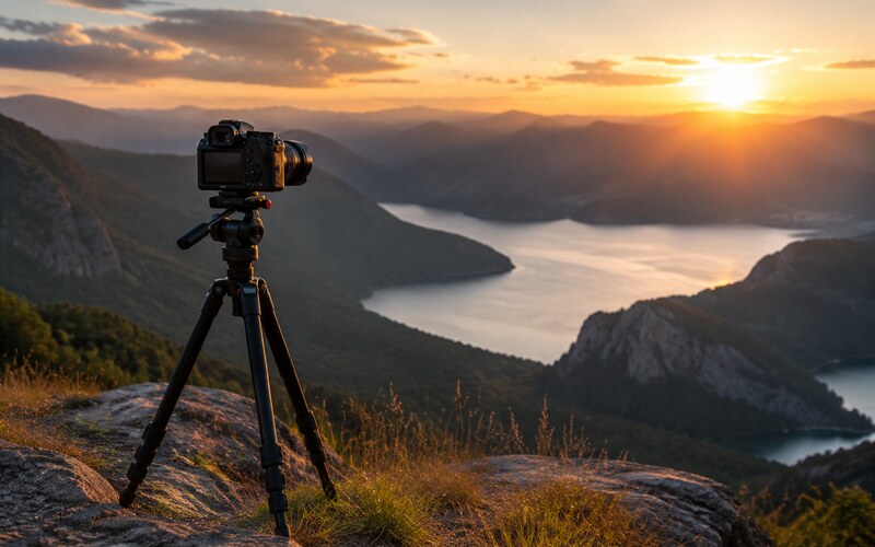 Doğa çekiminde kullanılan fotoğraf makinesi tripodu